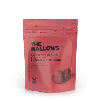 Preview: The Mallows - Marshmallow Herzen mit Himbeer +Weißer Schokolade 90G