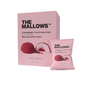 The Mallows - Strawberry Filled Mallows + Rich Raspberry and belgian white Chocolate, (5 Stück) 80g