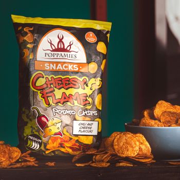 Poppamies  Cheesy Flame Chips 150g