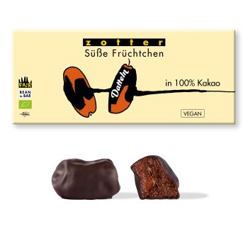 Zotter Süße Früchtchen Datteln in 100% Kakao 80g