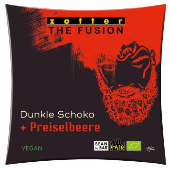 Zotter The Fusion Dunkle Schoko + Preiselbeeren, 70g
