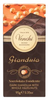 Venchi Gianduia Nocciolato Fondente - Dunkle Gianduiaschokolade mit ganzen Haselnüssen 95g