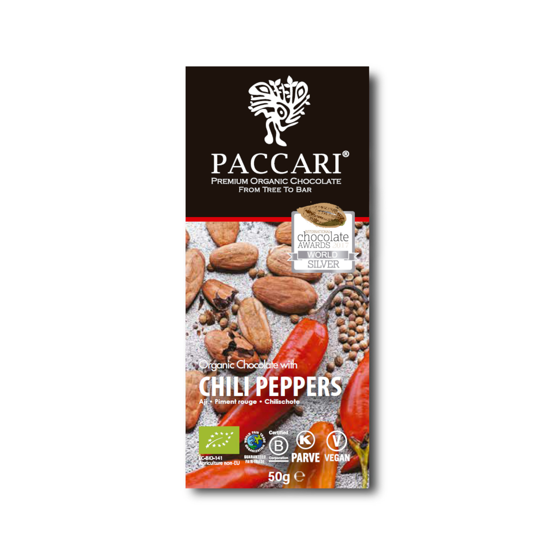 Paccari,Chili,Schokolade,Bio,Lakritz,Chips,Fudge,Schokolade,Fruchtgummi