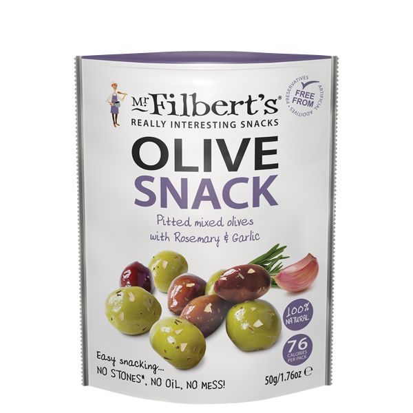 Mr. Filbert's Olive Snack Kalamata & Grüne Oliven mariniert mit Rosmarin und Knoblauch, 50g