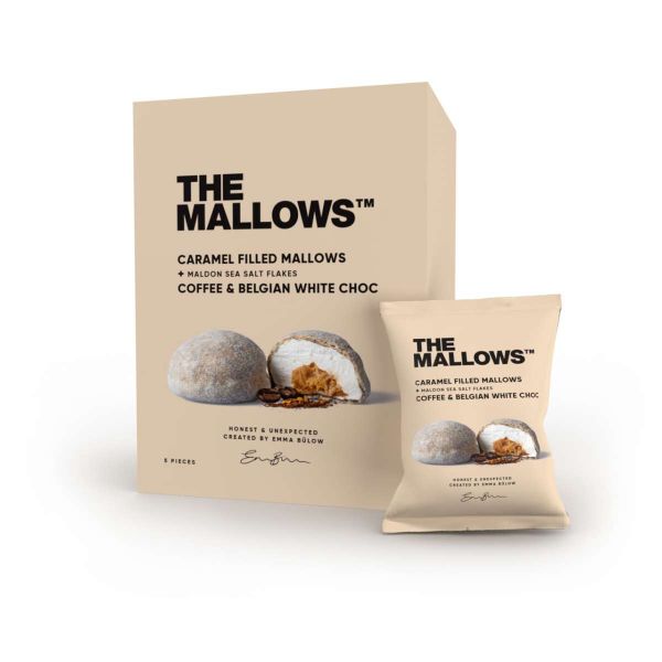 The Mallows - Caramel Filled Mallows with Belgian white Chocolate, Coffee & Sea Salt (5 Stück) 80g
