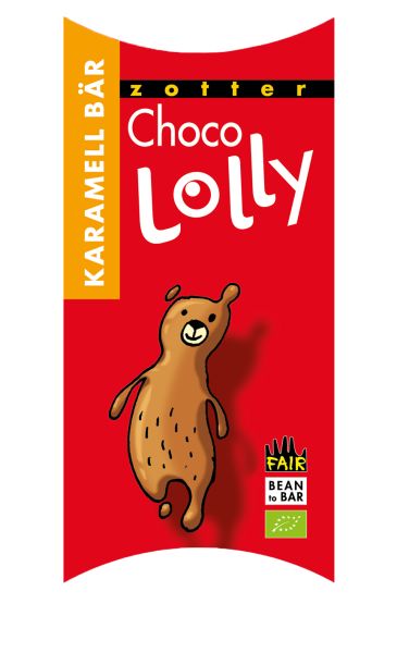 Zotter Choco Lolly Karamell Bär, 20g