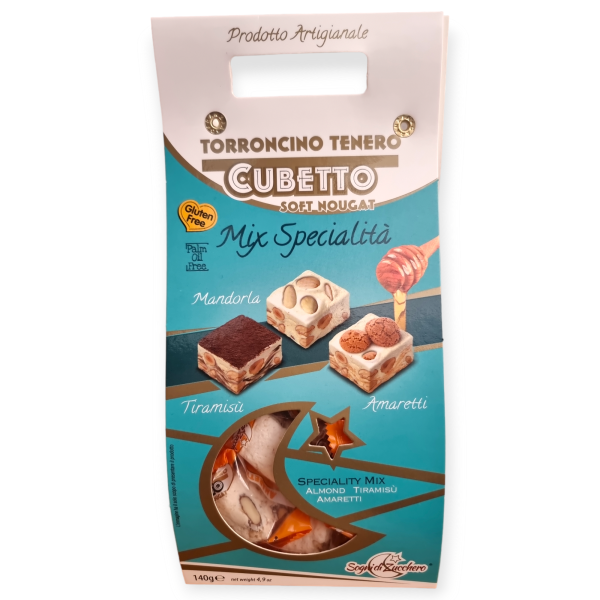 Torroncino Tenero Cubetto Soft Nougat, drei Sorten Mix, einzeln verpackt, 140g
