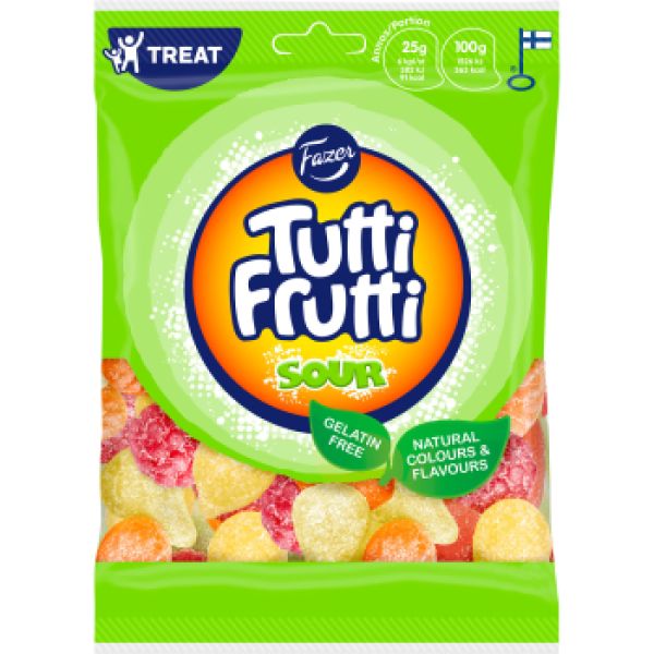 Fazer Tutti Frutti sauer - veganes Fruchtgummi, 180g