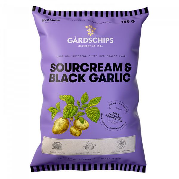 Gardschips Sourcream & Black Garlic 150g