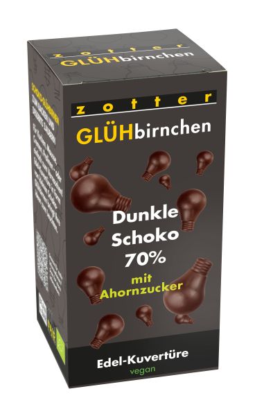 Zotter Glühbirnchen Dunkle Schoko 70% mit Ahornzucker 130g