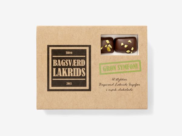 Bagsvaerd Lakrids Grøn Symfoni, Schokoladenüberzogenes Lakritzkaramell mit Ingwer, 125g