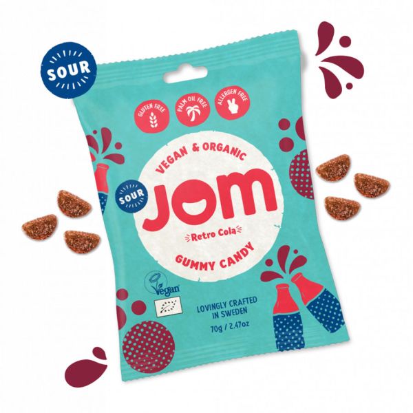 Jom Sour Retro Cola Gummy Candy , veganes saures Cola Fruchtgummi 70g