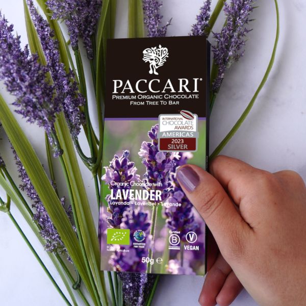 PACCARI Bio Schokolade 60% mit Lavendel 50g