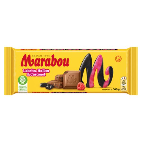 Marabou Lakrits, Hallon & Caramel 160g