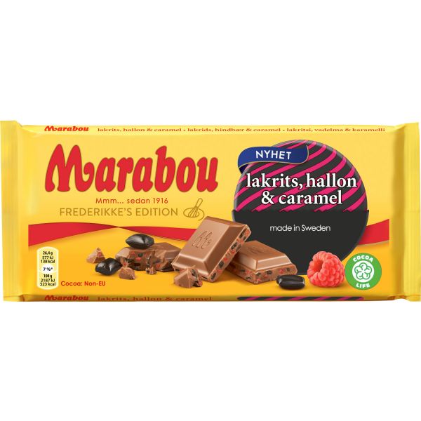 Marabou Lakrits, Hallon & Caramel 185g