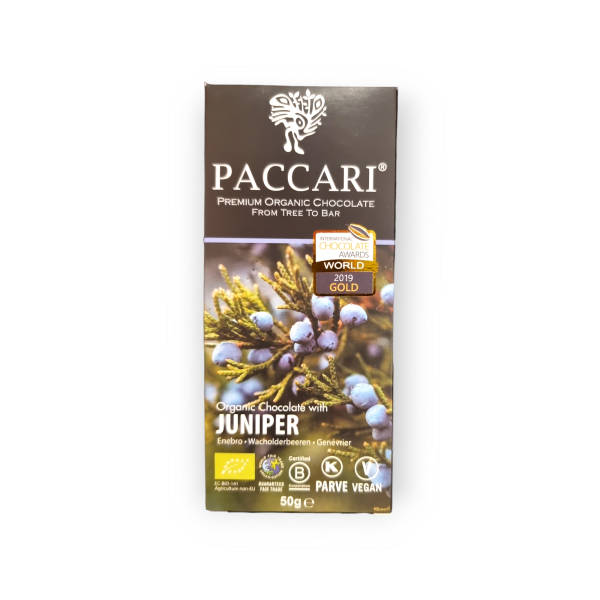 PACCARI Bio Schokolade 60% Juniper, Wacholder 50g