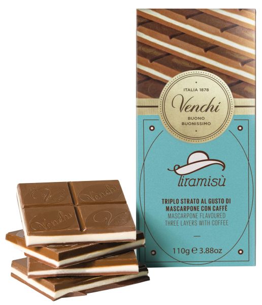 Venchi Tiramisu Schokolade mit Mascarponecreme und Kaffee 110g