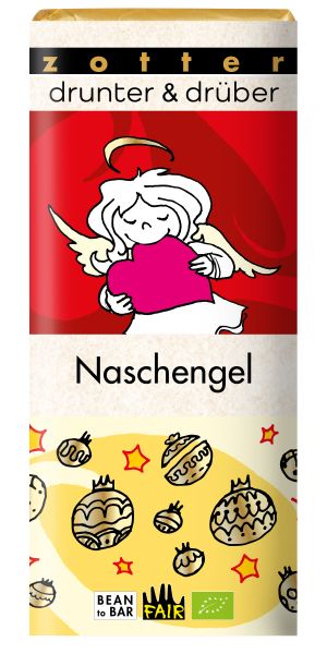 Zotter drunter & drüber Naschengel Milchschoko + Karamell mit Orange, 70g