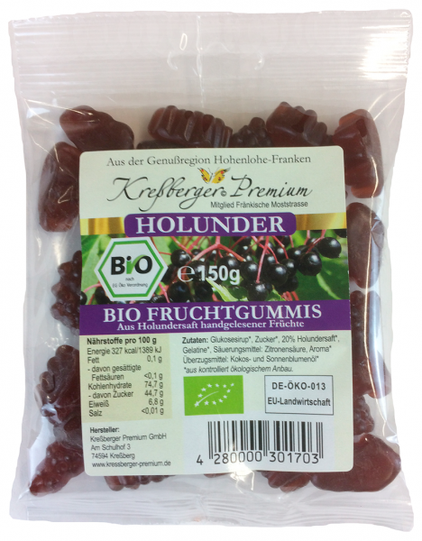 Streuobstwiesen Fruchtsaftgummi Holunder Bio 150 g