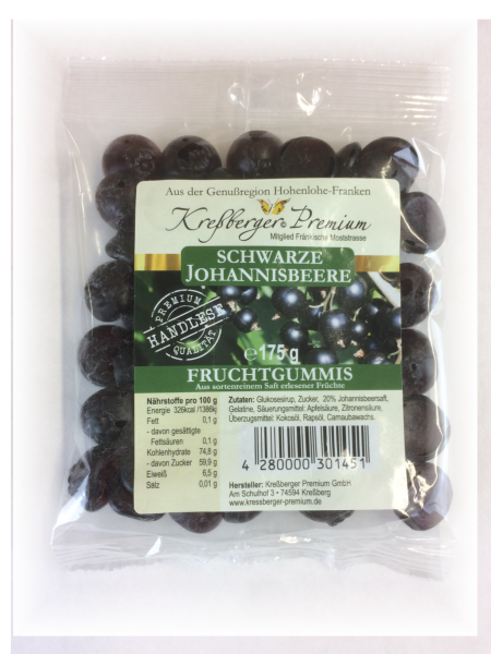 Streuobstwiesen Fruchtsaftgummi Schwarze Johannisbeere 175 g